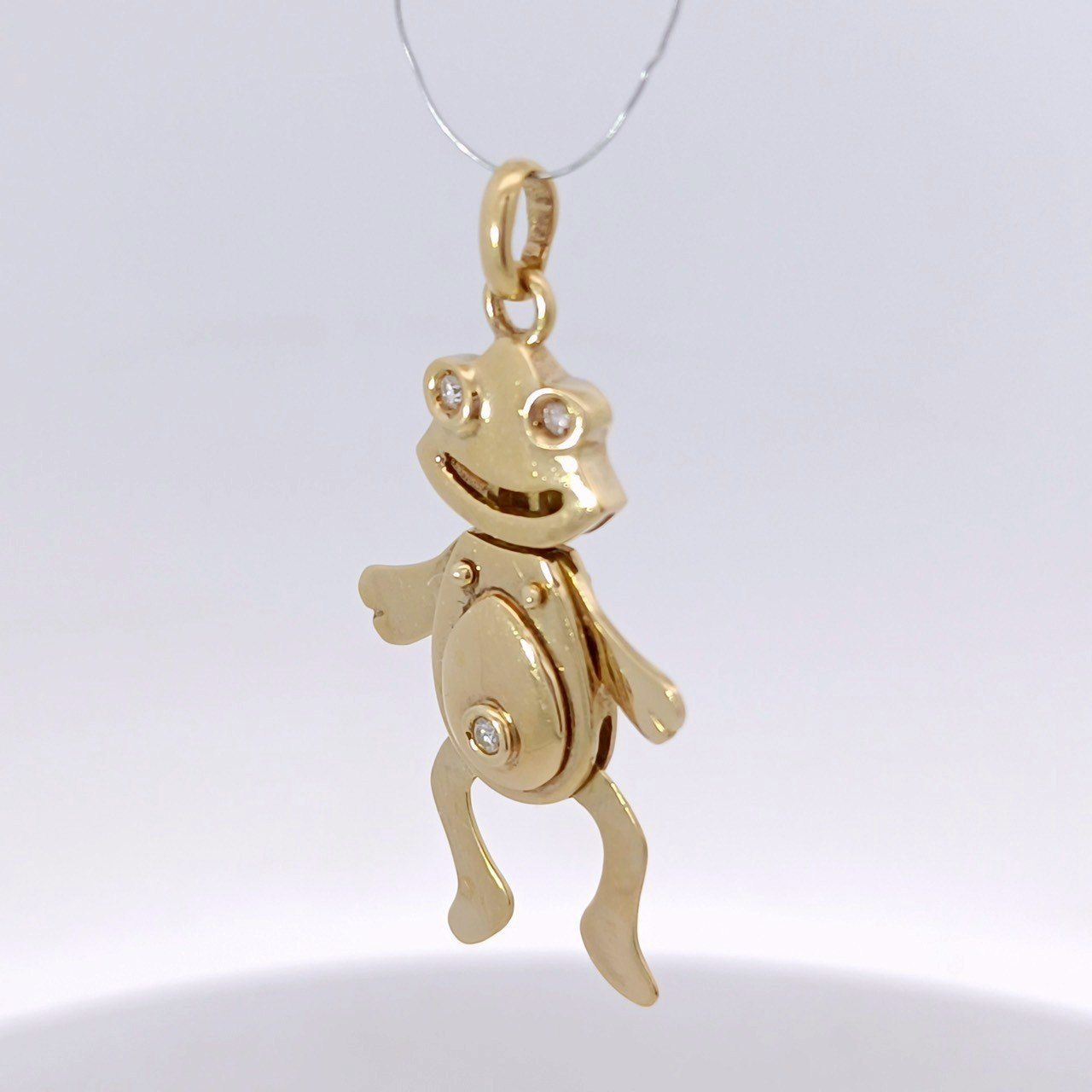 18金 K18 カエル デザインネックレストップ 0.005ct 男女兼用 5.63g