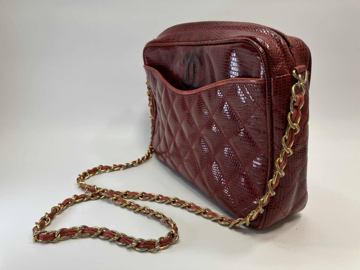 CHANEL シャネル リザード マトラッセ ショルダーバッグ ゴールド