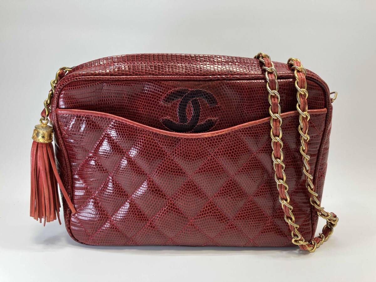 CHANEL シャネル リザード マトラッセ ショルダーバッグ ゴールド