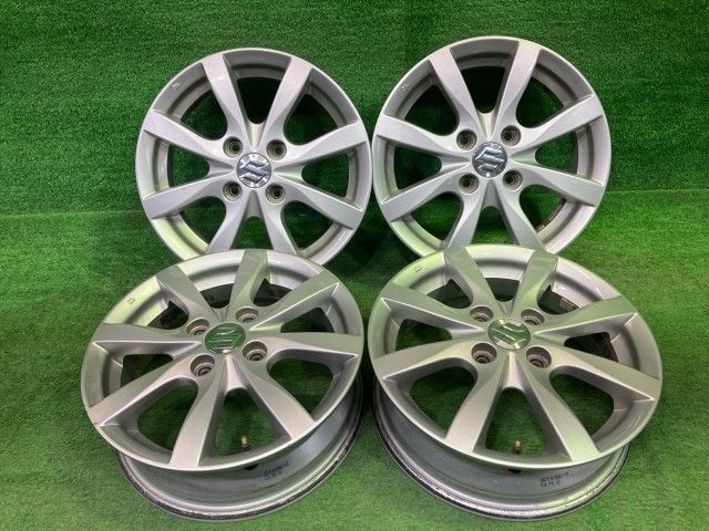 【中古】スズキ純正　軽用　アルミホイール　４本セット スズキ純正14x4.5J/+50/100/4H/軽自動車用 中古アルミホイール 4本