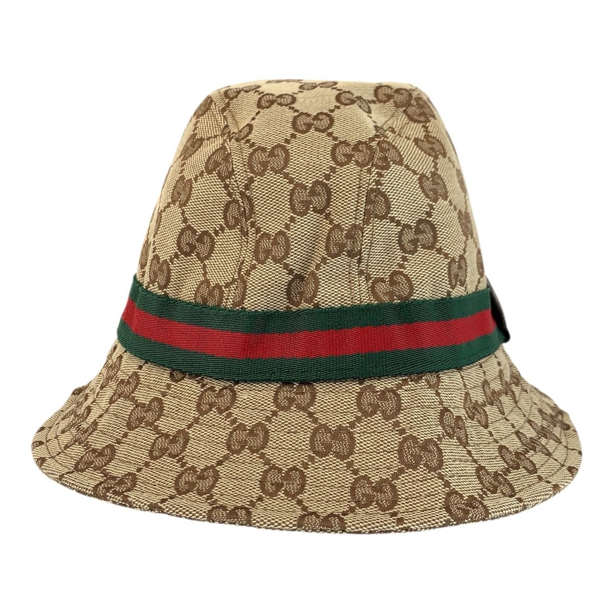 【美品✨】GUCCI グッチ GGキャンバス シェリーライン バケットハット 美品】GUCCI バケットハット ブラック シェリーライン GGキャンバス M