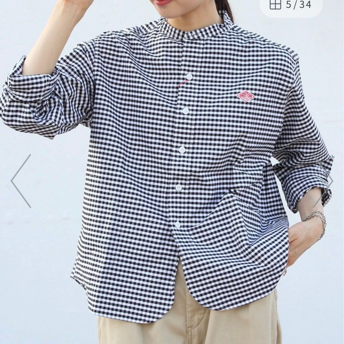 DANTON ダントン オックスチェック バンドカラーシャツ OX CHECK BAND