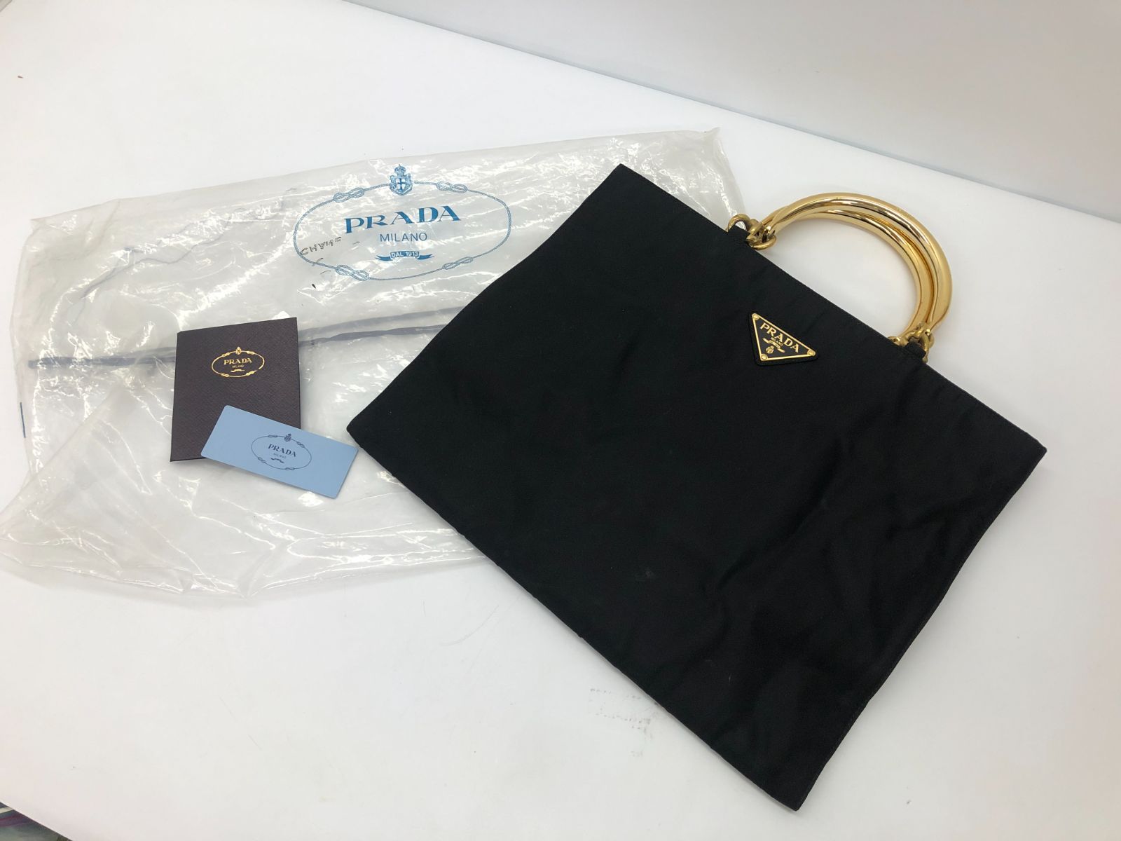 レディース PRADA プラダ ハンドバッグ ゴールドハンドル ブラック 