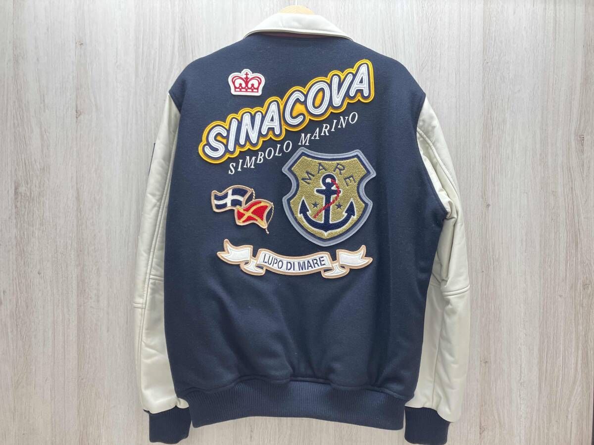 SINA COVA/シナコバ スタジアムジャンパー ラムレザー ×ウール 襟付き