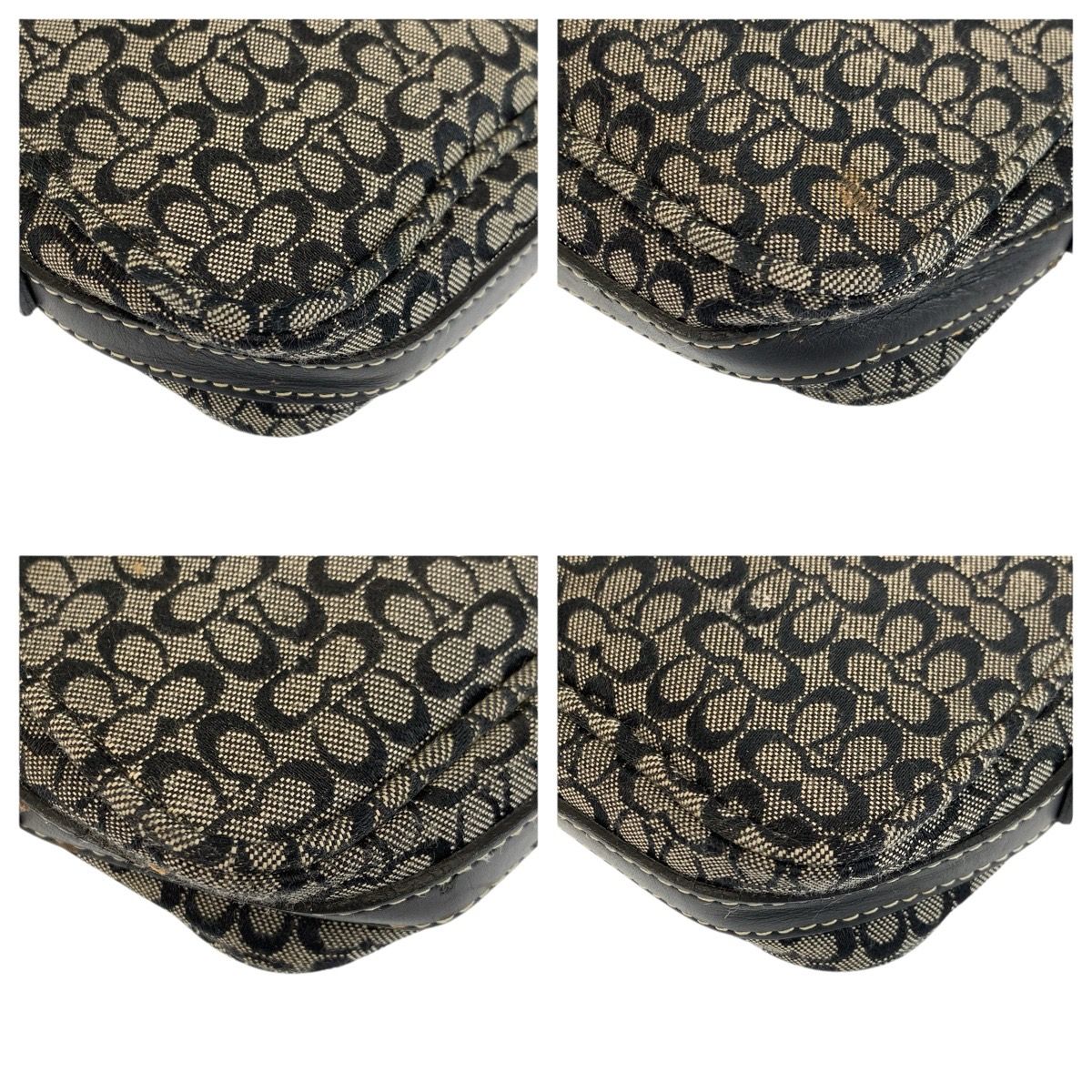 COACH コーチ ミニシグネチャー ブラック 黒 シルバー金具 キャンバス /レザー F3J-6341 ショルダーバッグ ポシェット レディース 601889 【中古】 COACH コーチ ミニシグネチャー ブラック 黒 シルバー金具 キャンバス