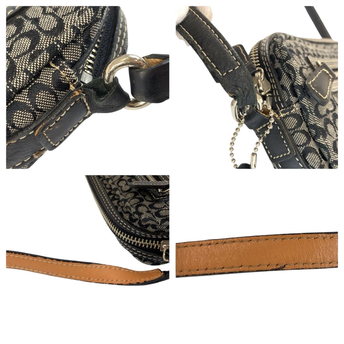 COACH コーチ ミニシグネチャー ブラック 黒 シルバー金具 キャンバス /レザー F3J-6341 ショルダーバッグ ポシェット レディース 601889 【中古】 COACH コーチ ミニシグネチャー ブラック 黒 シルバー金具 キャンバス