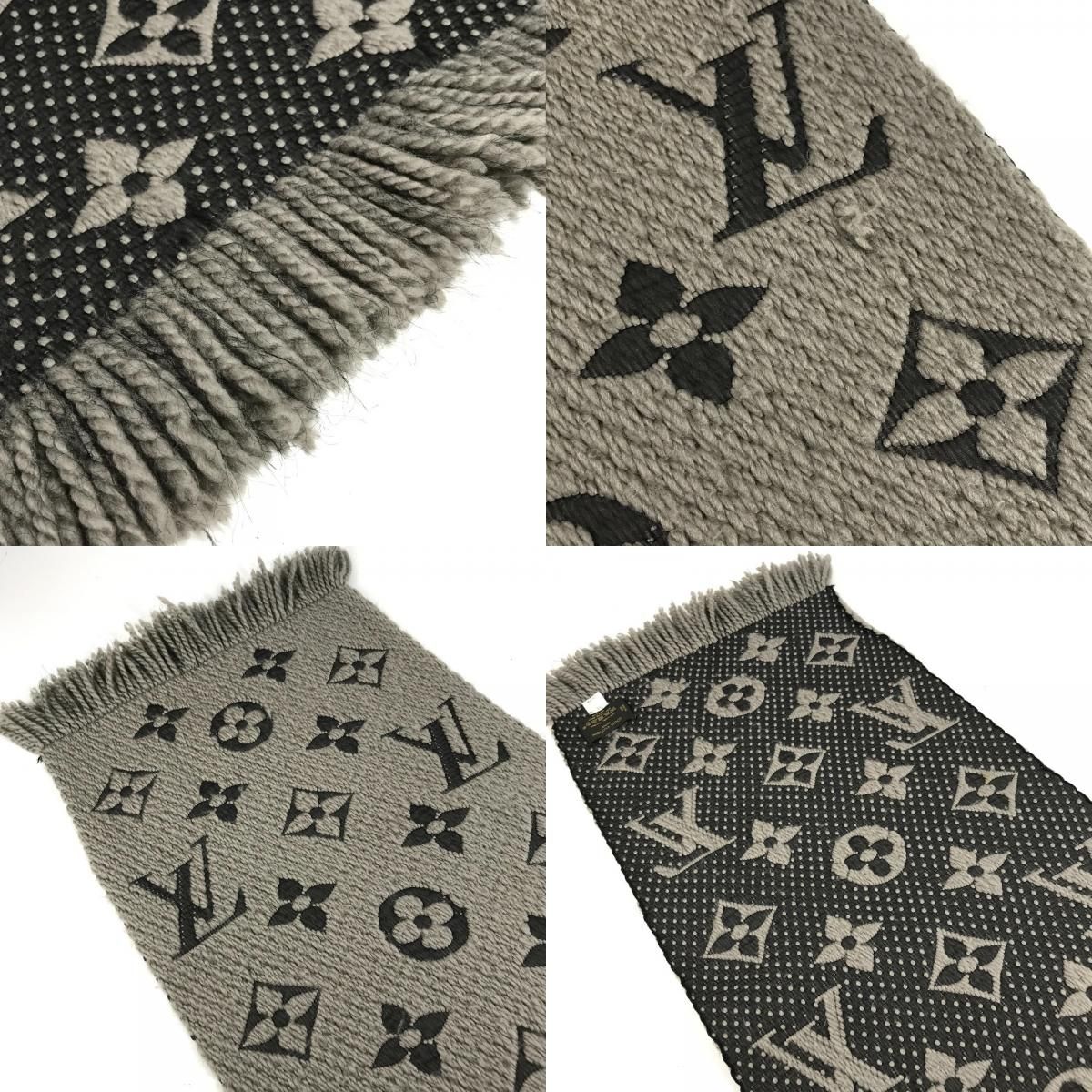 LOUIS VUITTON ルイヴィトンマフラー M72242ロゴマニア グレー LOUIS VUITTON Louis Vuitton M72242 Mania Echarpe Scarf Fluffy