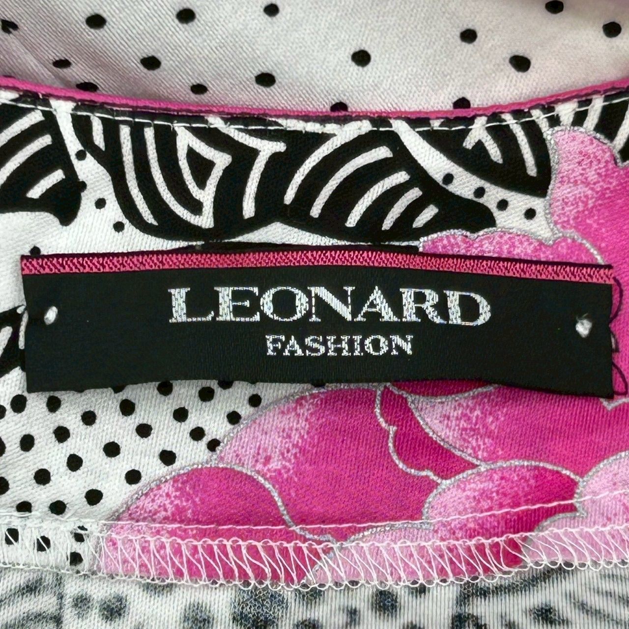 LEONARD レオナール フラワー×ドット ノースリーブワンピース ひざ丈