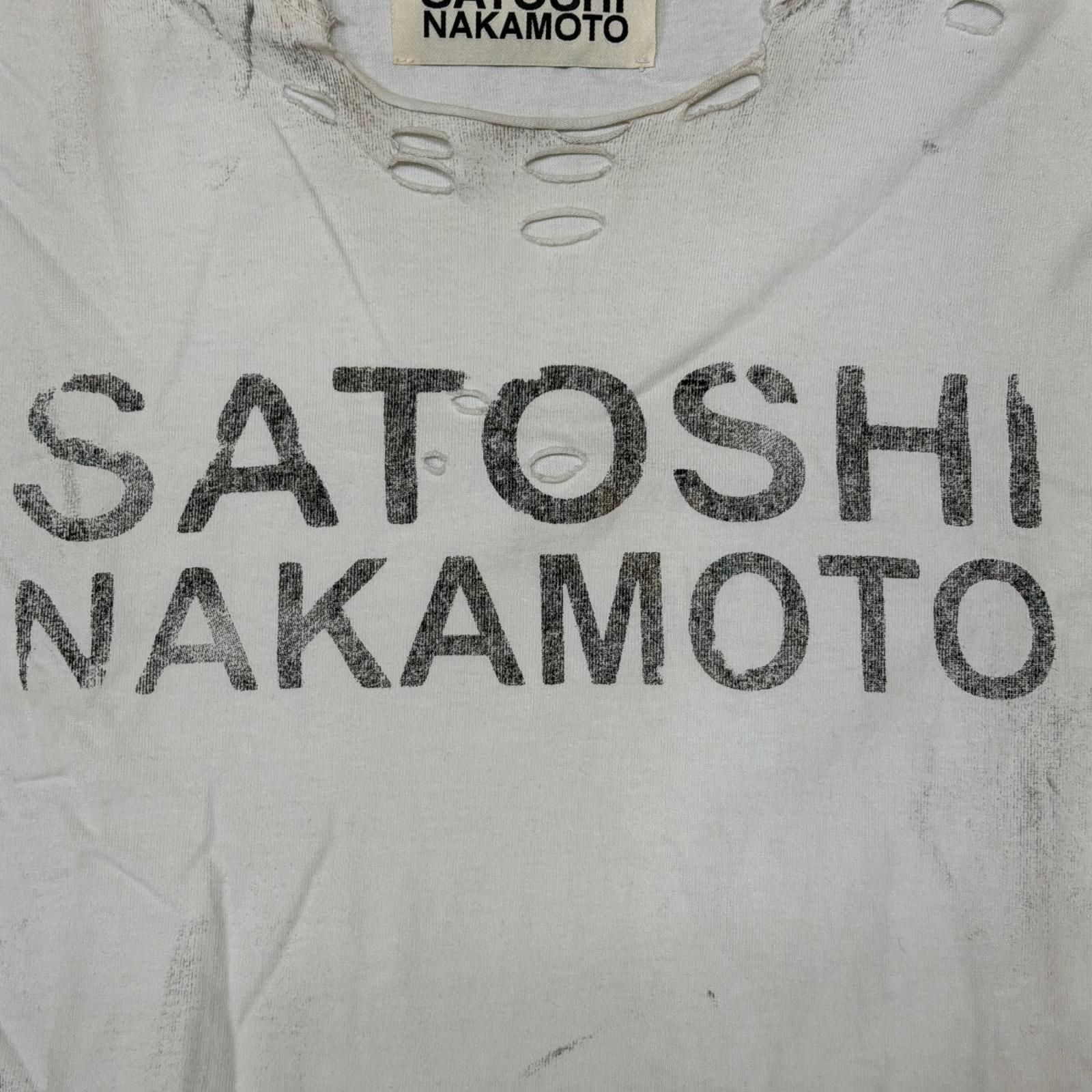 SATOSHI NAKAMOTO Luke Distressed Logo-Print T-Shirt ダメージ加工 