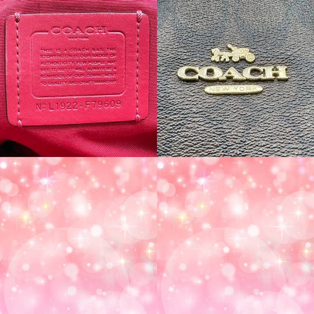 コーチ COACH トートバッグ シグネチャー ブラウン レッド PVC レザー 