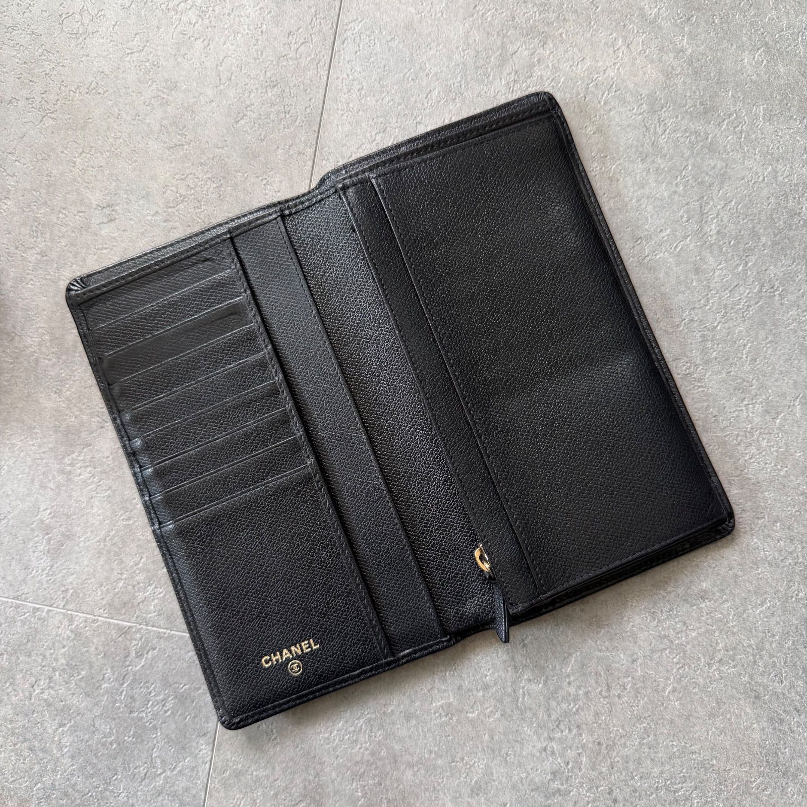 美品 CHANEL シャネル ココボタン 二つ折り長財布 ブラック ゴールド 