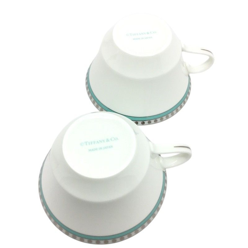 ティファニー プラチナ ブルー バンド カップ ソーサー デザートプレート付き TIFFANY & Co. (ティファニー) カップ&ソーサー プラチナブルーバンド
