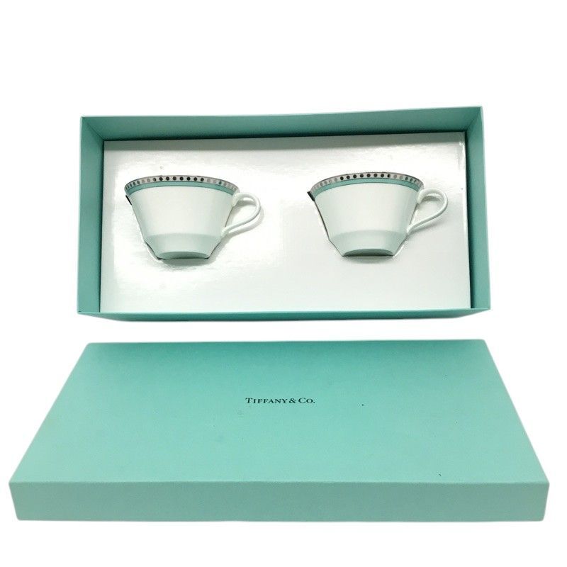 Tiffany &Co ティーカップ ティファニー ジャルダン ティーカップ ＆ ソーサー ポーセリン、2客