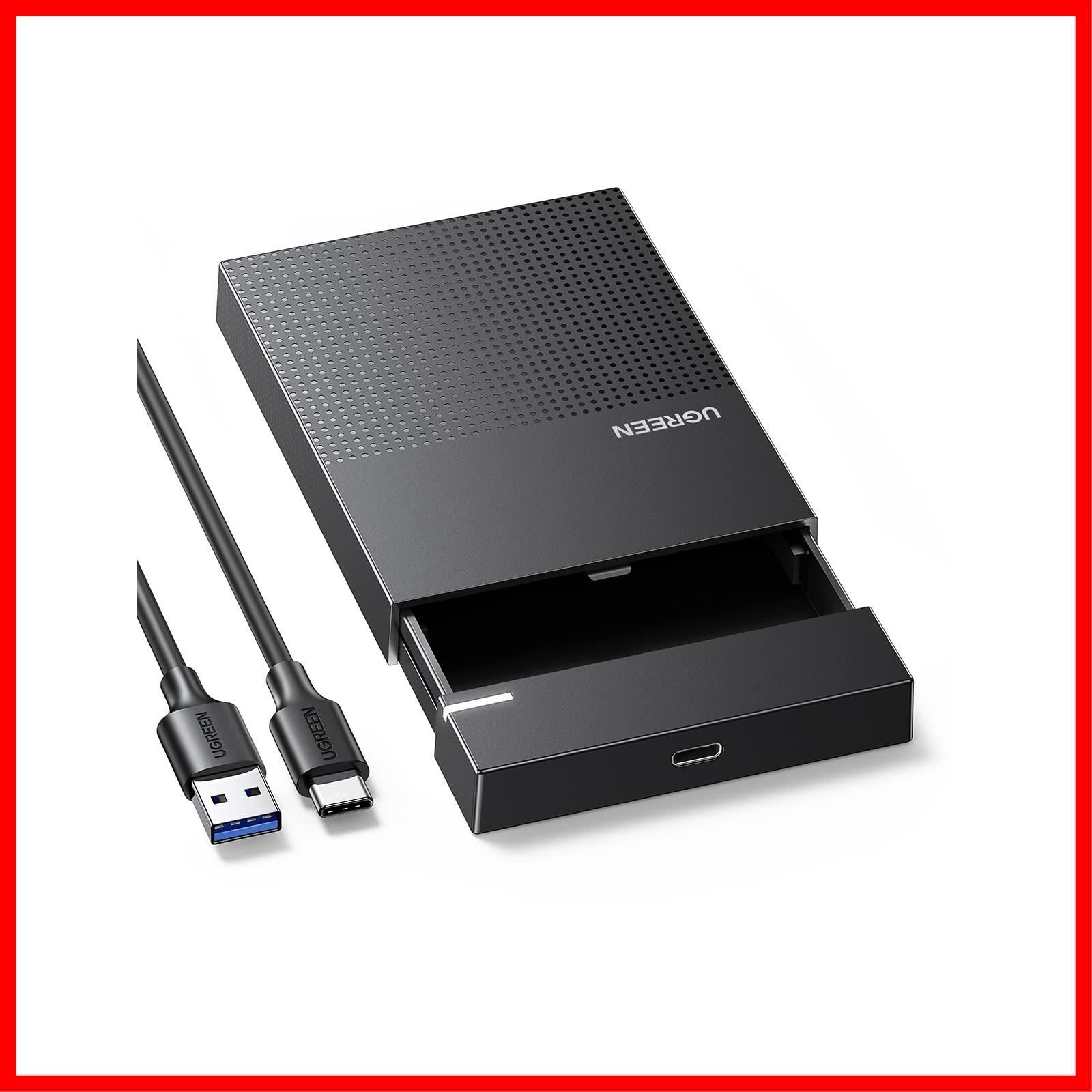 [특가 상품] SATA 케이스 3.0 타입-C 연결 케이스 UASP 호환 6Gbps 고속 전송 속도 HDD/SSD 10TB 대용량 9.5mm/7mm HDD HDD/SSD 호환 2.5인치 2.5인치 하드 디스크 케이스 도구가 필요하지 않습니다. UGREEN Ma