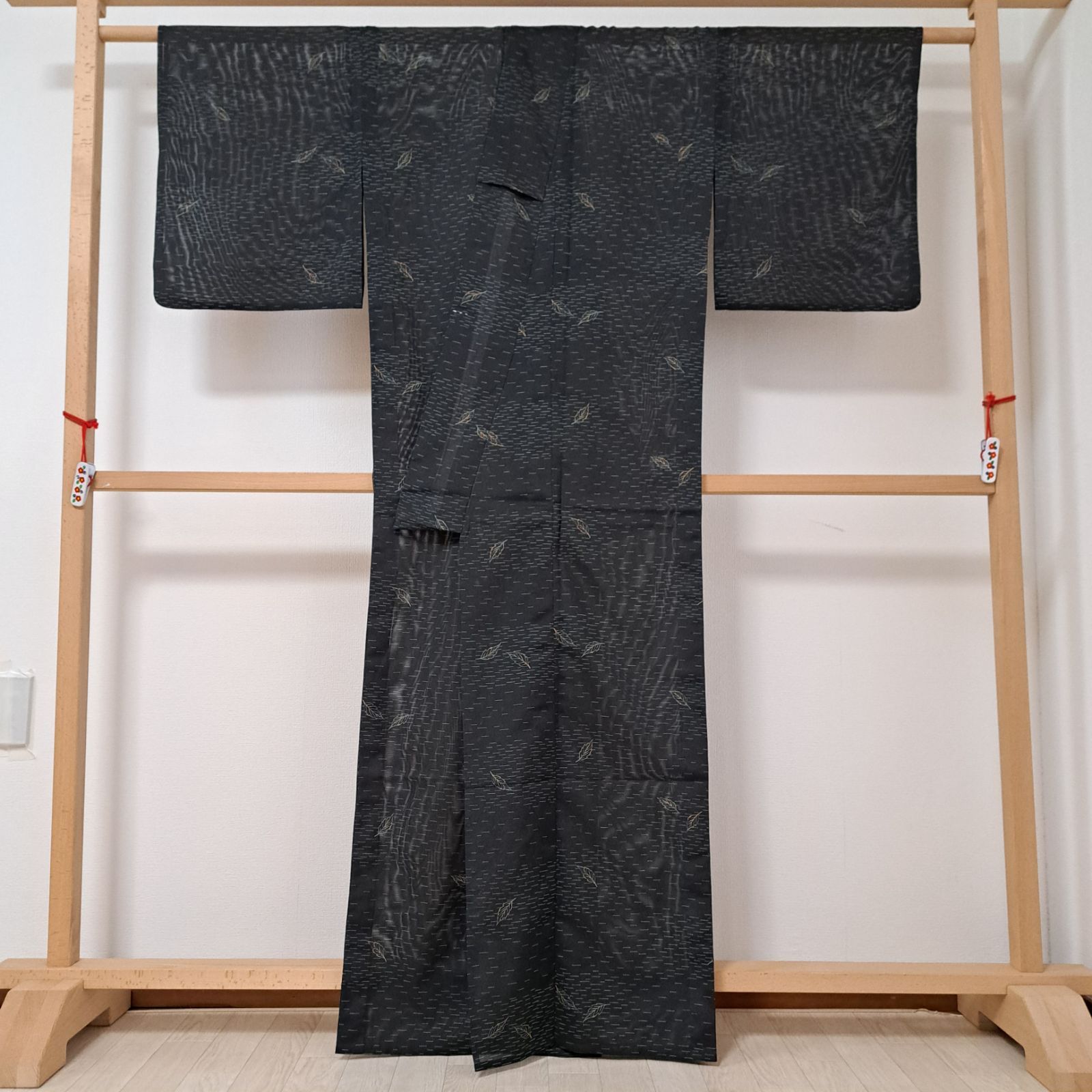 小紋 絽 単衣 着物 夏物 夏 黒 和本 花 裄67.5 Ｍ 中古 sn1276 夏着物 絽 着物 14472 夏きもの 洗える ポリエステル 小紋 単品 プレタ