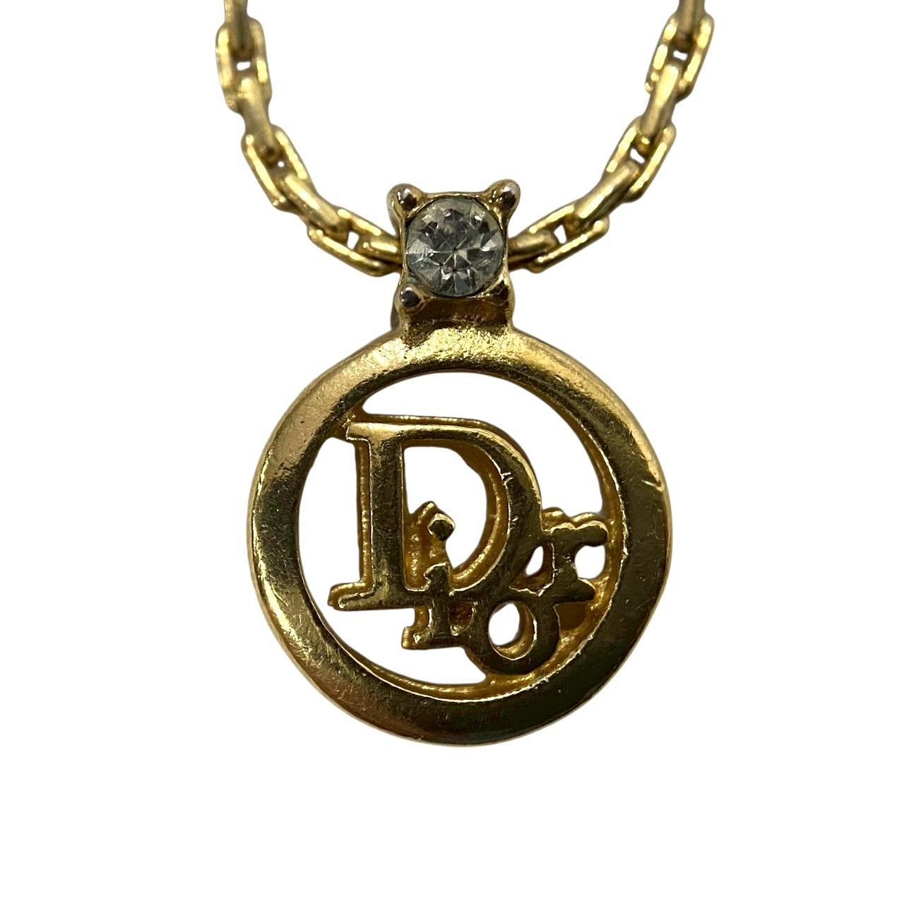 Dior】ロゴ ネックレス ゴールド/金 カラー ラインストーン サークル