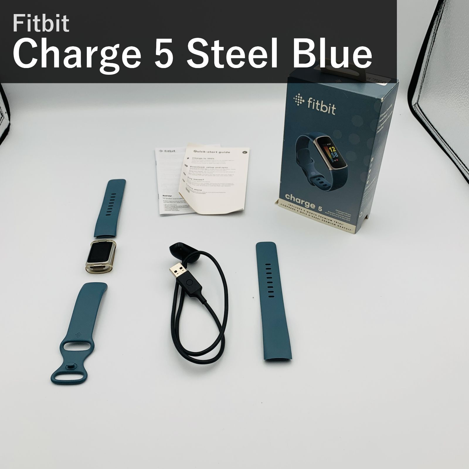 Fitbit Charge 5 フィットビット チャージ5 スチールブルー プラチナ M/N FB421 FB421SRBU 日本正規品 メーカー保証1年 Suica対応 GPS搭載 活動量計 スマートウォッチ 心拍計 睡眠スコア IP68 ストレス管理 健康