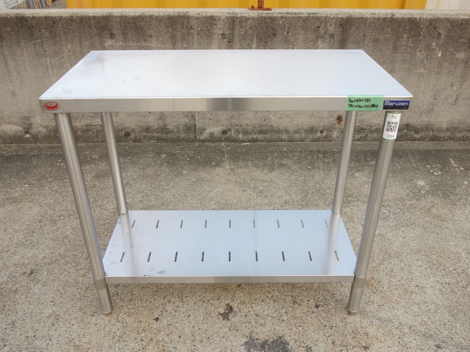 中古】K▽マルゼン 業務用 厨房 作業台 棚 ステンレス 幅900×奥行450
