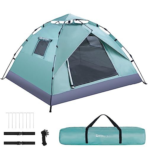 One-touch tent, fully closed, stylish dome tent for 3-4 people, foldable, easy, lightweight, waterproof, camping, outdoor, belamping, solo camping, park, UV treatment, UV protection, a f4835338