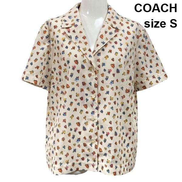 ◇ コーチ COACH 小花柄オープンカラーシャツ 半袖 ヴィンテージ風 