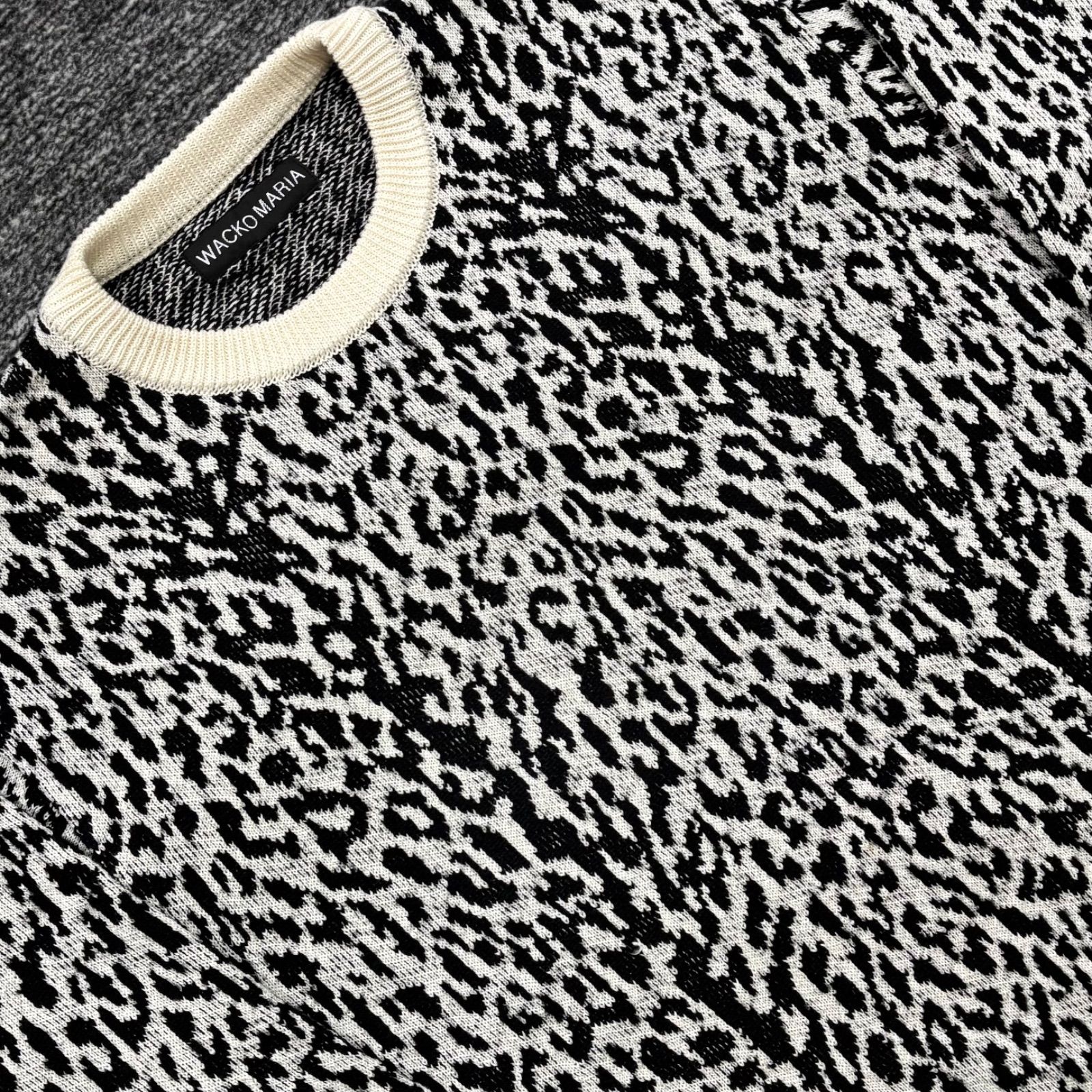 極美品 WACKO MARIA LEOPARD JACQUARDKNIT SWEATER M ワコマリア 