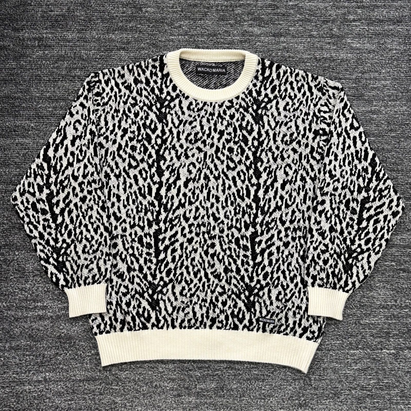 極美品 WACKO MARIA LEOPARD JACQUARDKNIT SWEATER M ワコマリア 