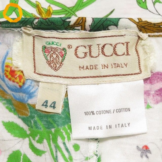 snc グッチ GUCCI ワンピース 44 白 マルチ ノースリーブ フローラ柄 