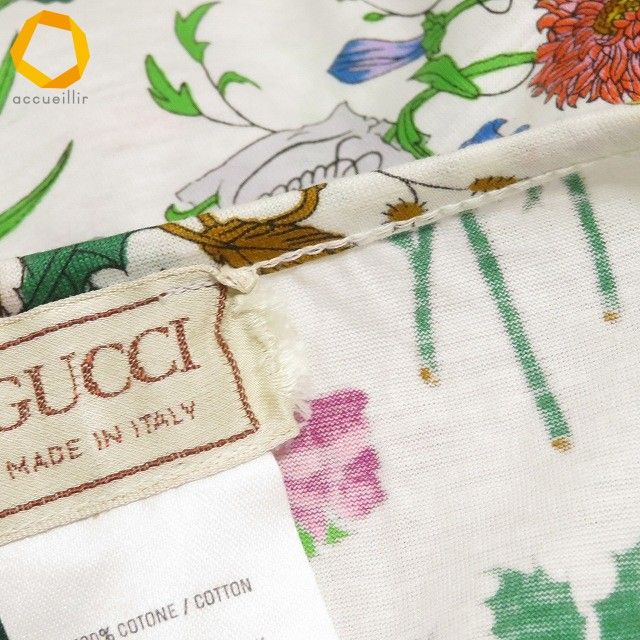 snc グッチ GUCCI ワンピース 44 白 マルチ ノースリーブ フローラ柄 