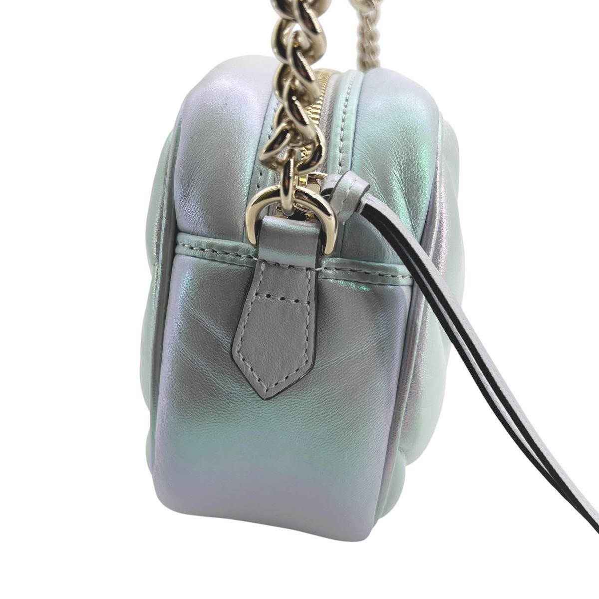 GUCCI GGマーモント スモール ショルダーバッグ オーロラ ブルー 中古】 GUCCI グッチ ショルダーバッグ 447632 GGマーモント スモール
