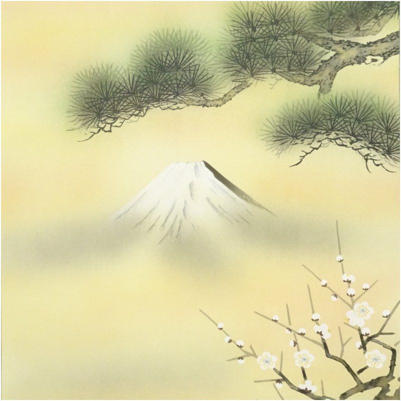 掛け軸 平松耕一 『 柘榴に鴛鴦 』 絹本 希少 軸装 茶道具 掛軸 美品