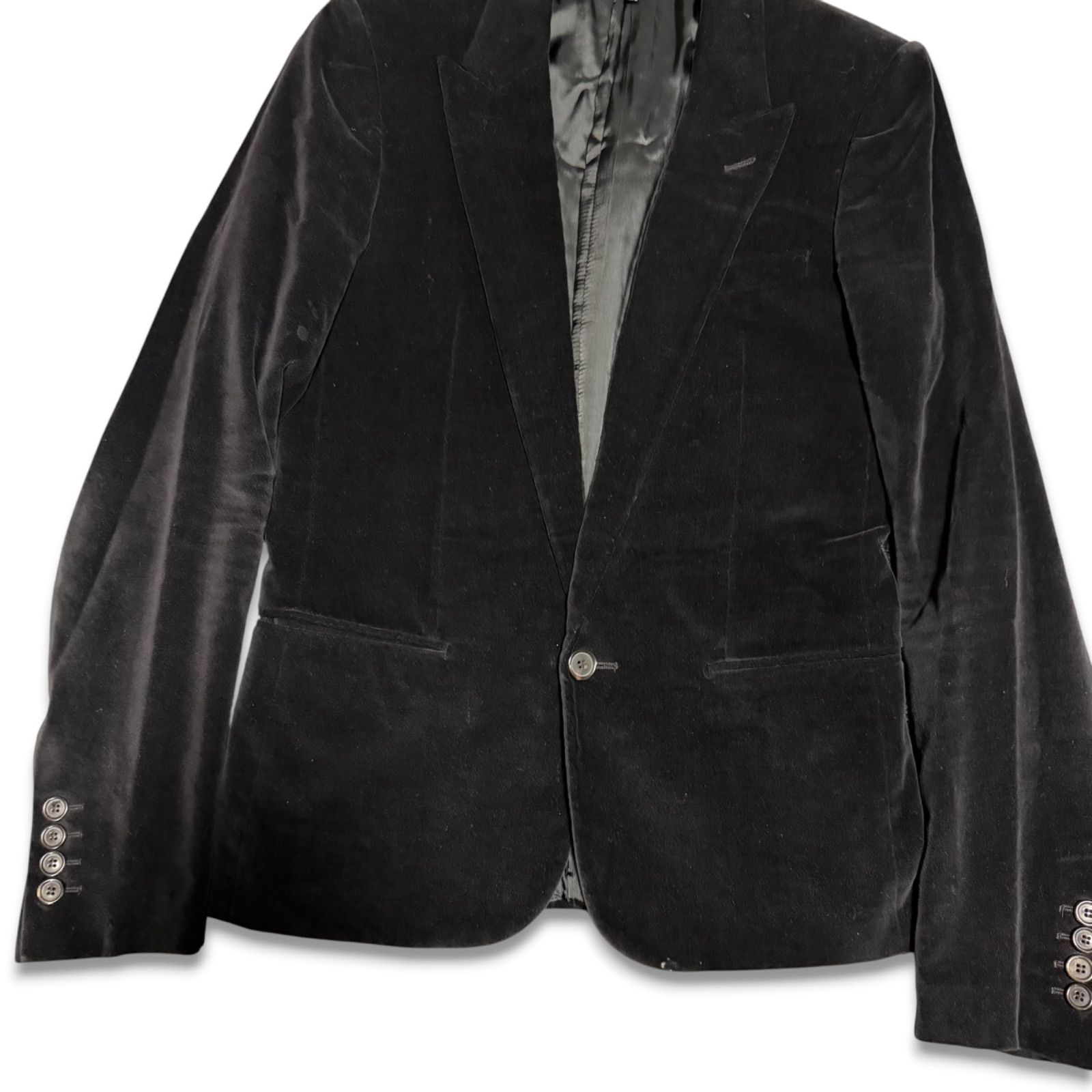 Dior HOMME 05AW チューブジャケット セットアップ ストライプ 黒 エディ期】Dior HOMME ディオールオム 05AW 別珍 ベロア チューブ