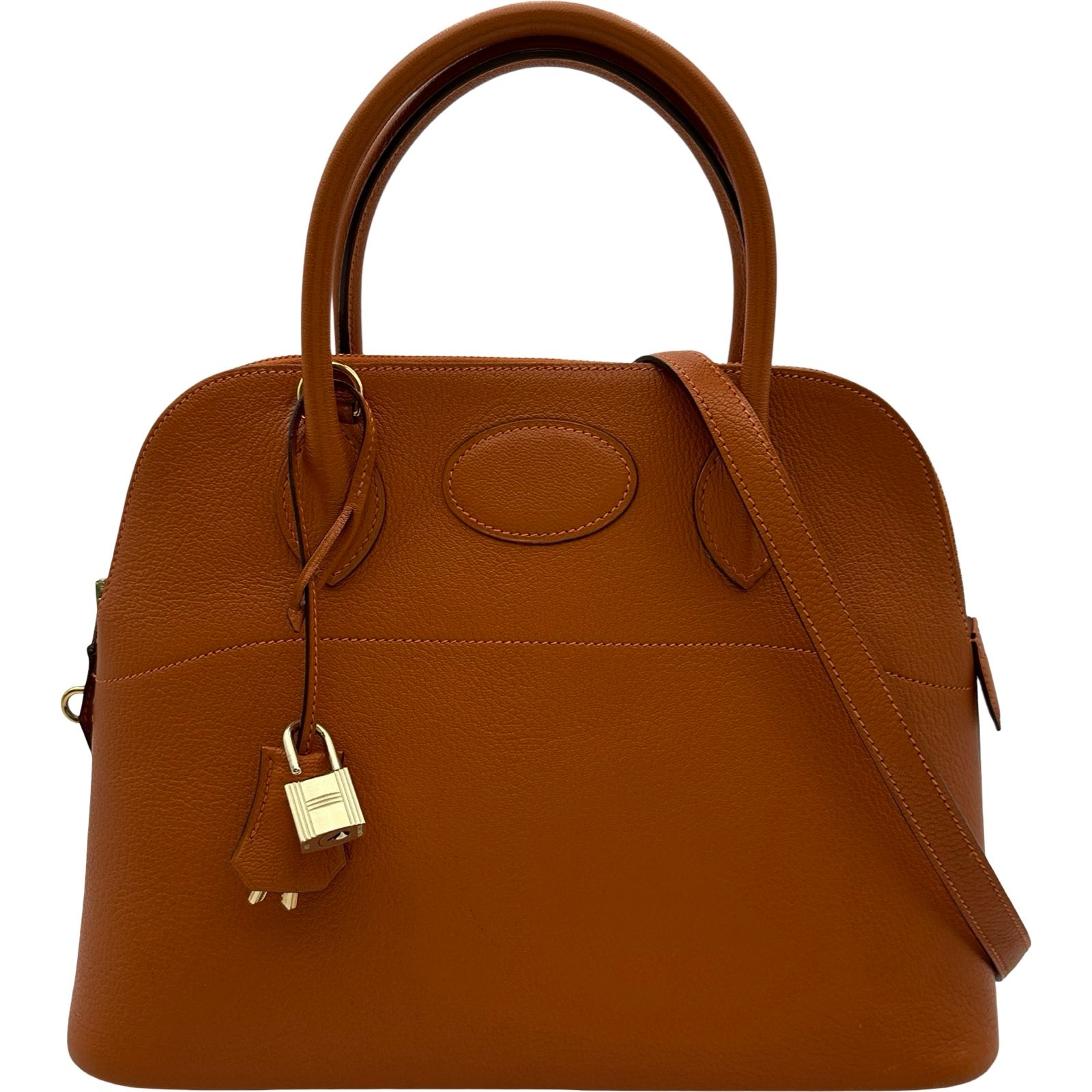 エルメス HERMES ボリード31 □H刻 オレンジ シルバー金具 シェーブル 