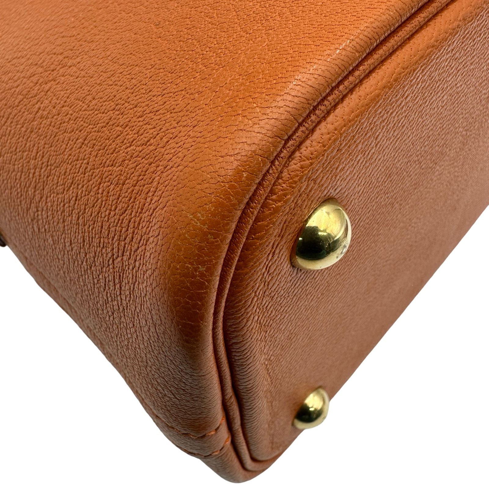 エルメス HERMES ボリード31 □H刻 オレンジ シルバー金具 シェーブル 