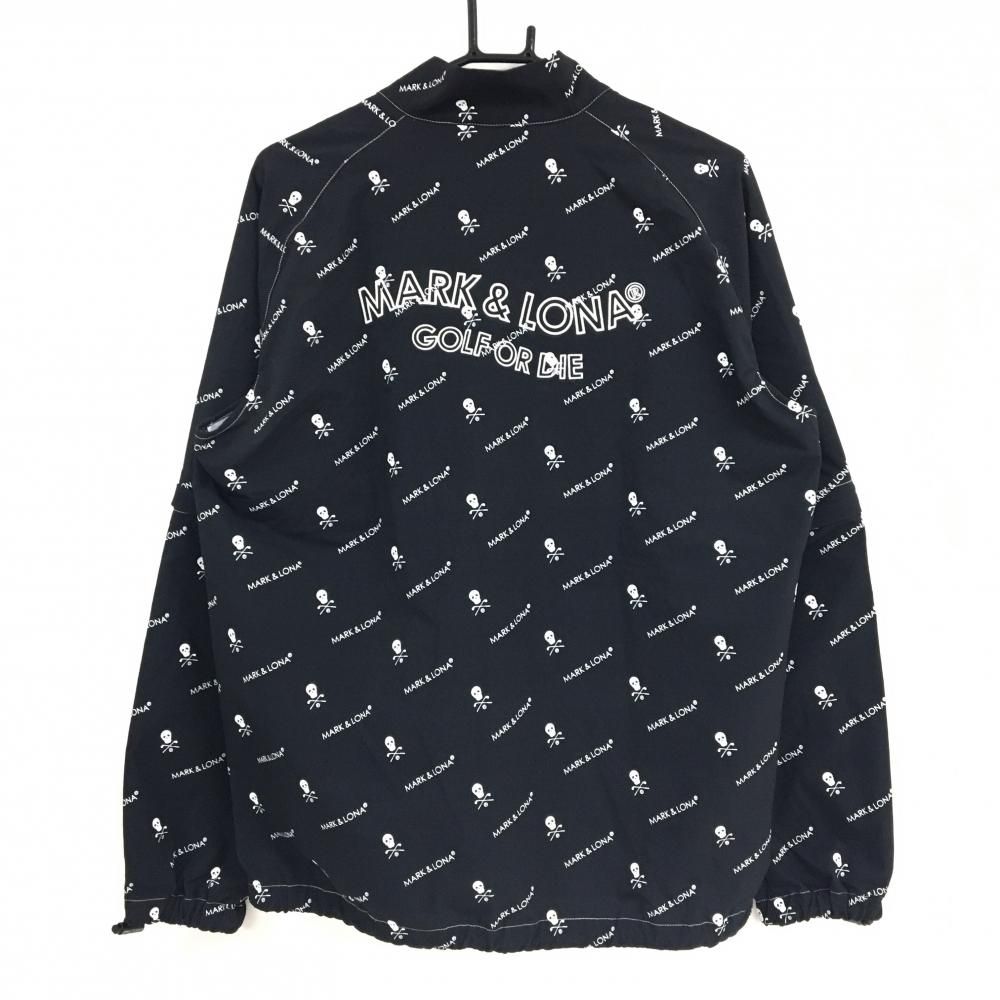 超美品】マークアンドロナ 2WAYブルゾン 黒×白 ロゴ総柄 ハーフジップ