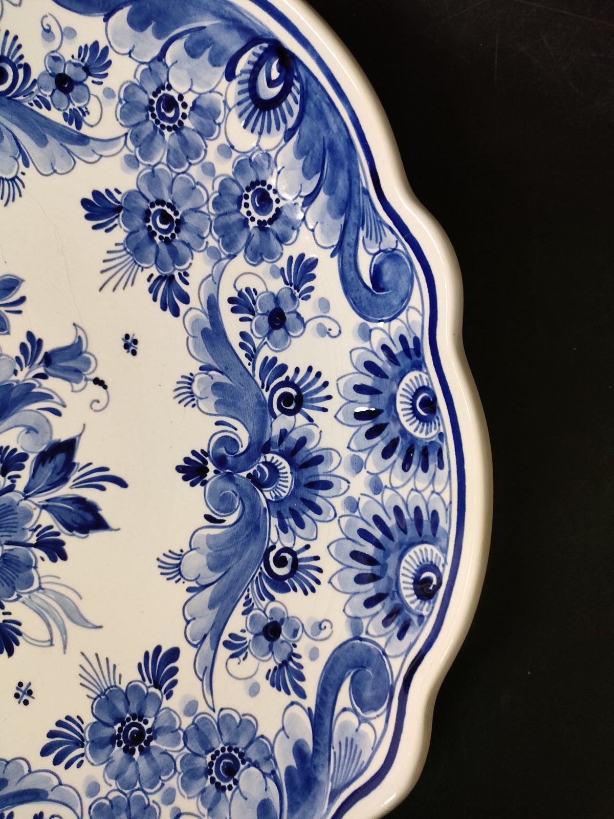 F17-01/Royal Delft/ロイヤル・デルフト/花紋飾大皿 Φ30.5cm (876/76