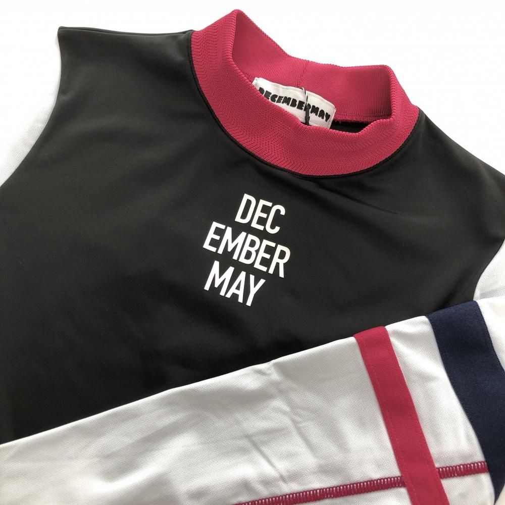 新品】ディセンバーメイ 長袖ハイネックシャツ 黒×白×ピンク ネック異