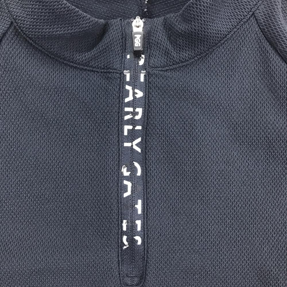 PGGパーリーゲイツ 半袖シャツ ネイビー×白 ハーフジップ 後裾ロゴ