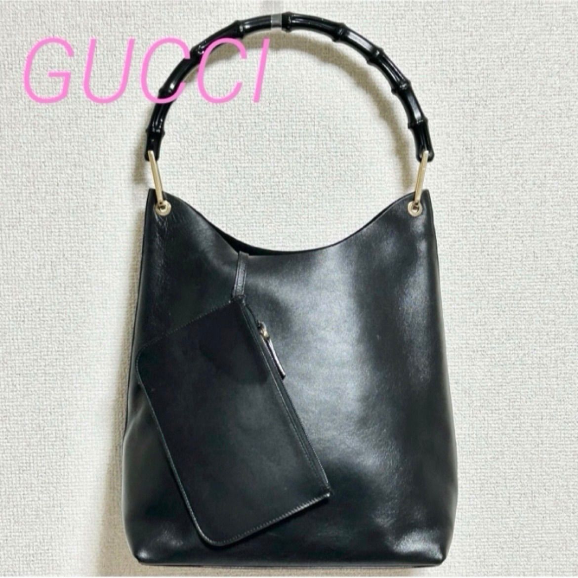 GUCCI グッチ バンブー ワンショルダー ホーボー レザー ハンドバッグ 