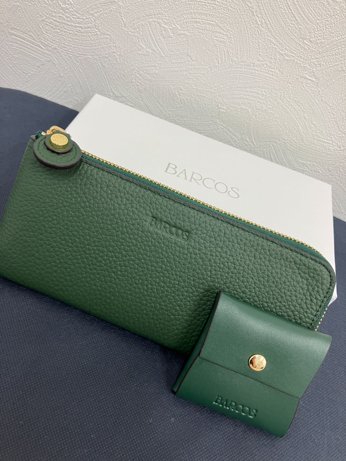 未使用・箱付】BARCOS バルコス 長財布＆コインケース セット 緑 金運 