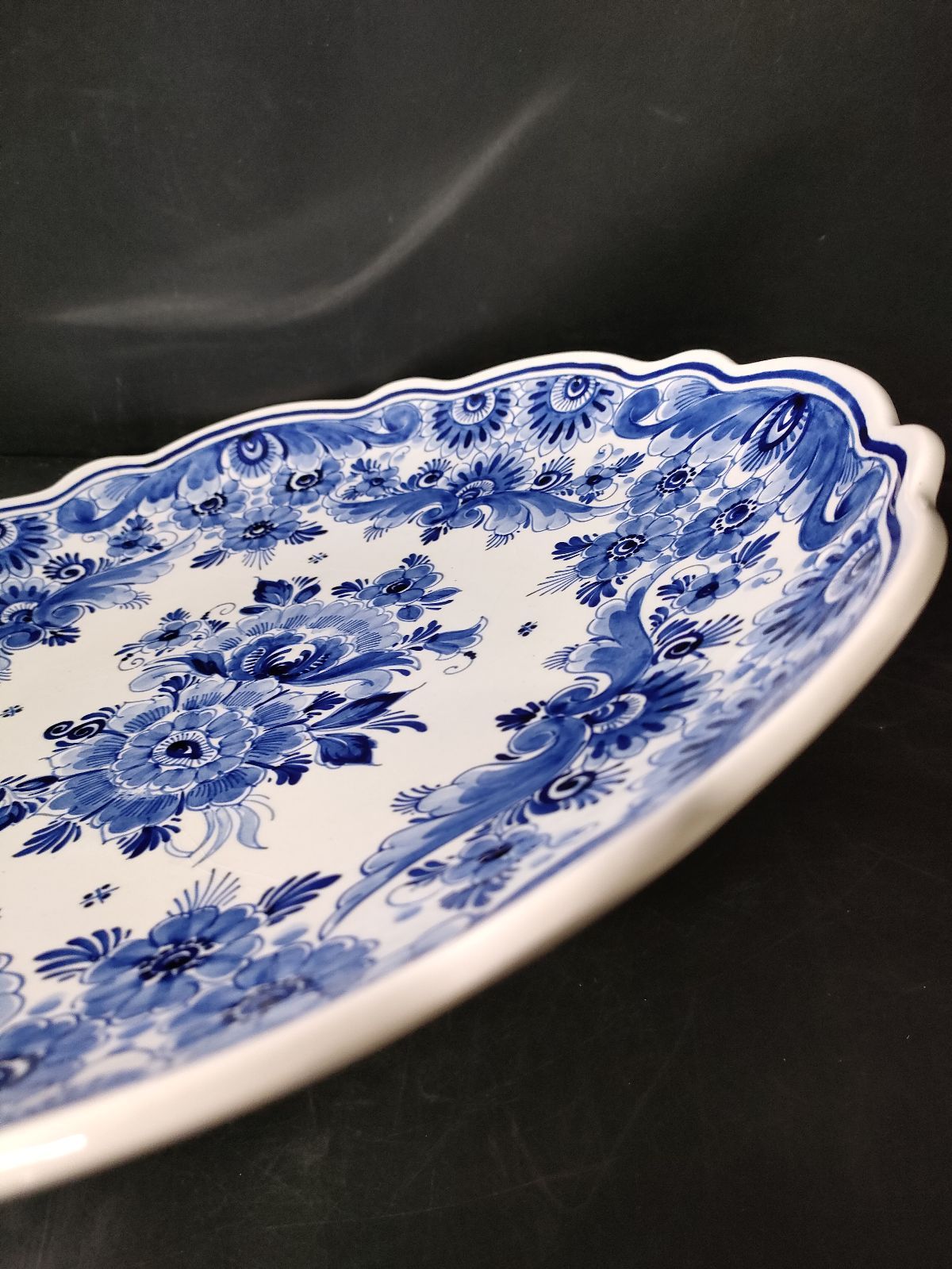 F17-01/Royal Delft/ロイヤル・デルフト/花紋飾大皿 Φ30.5cm (876/76
