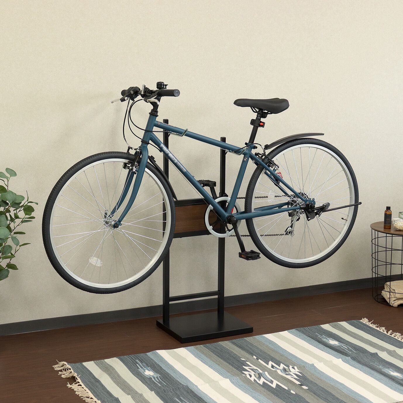 自転車スタンド 1台用 室内用 6段階高さ調整 （ サイクルスタンド ラック ディスプレイ 転倒防止 盗難防止 室内 ブラック×ブラウン ホワイト×ホワイト 収納 棚 ）