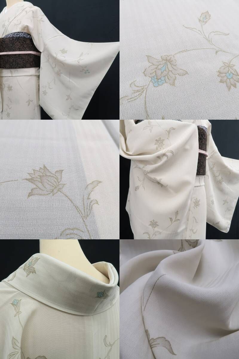 ❁tomihisa❁新品 紗 唐花 お仕立て上がり品 夏着物 仕付け糸付 トール