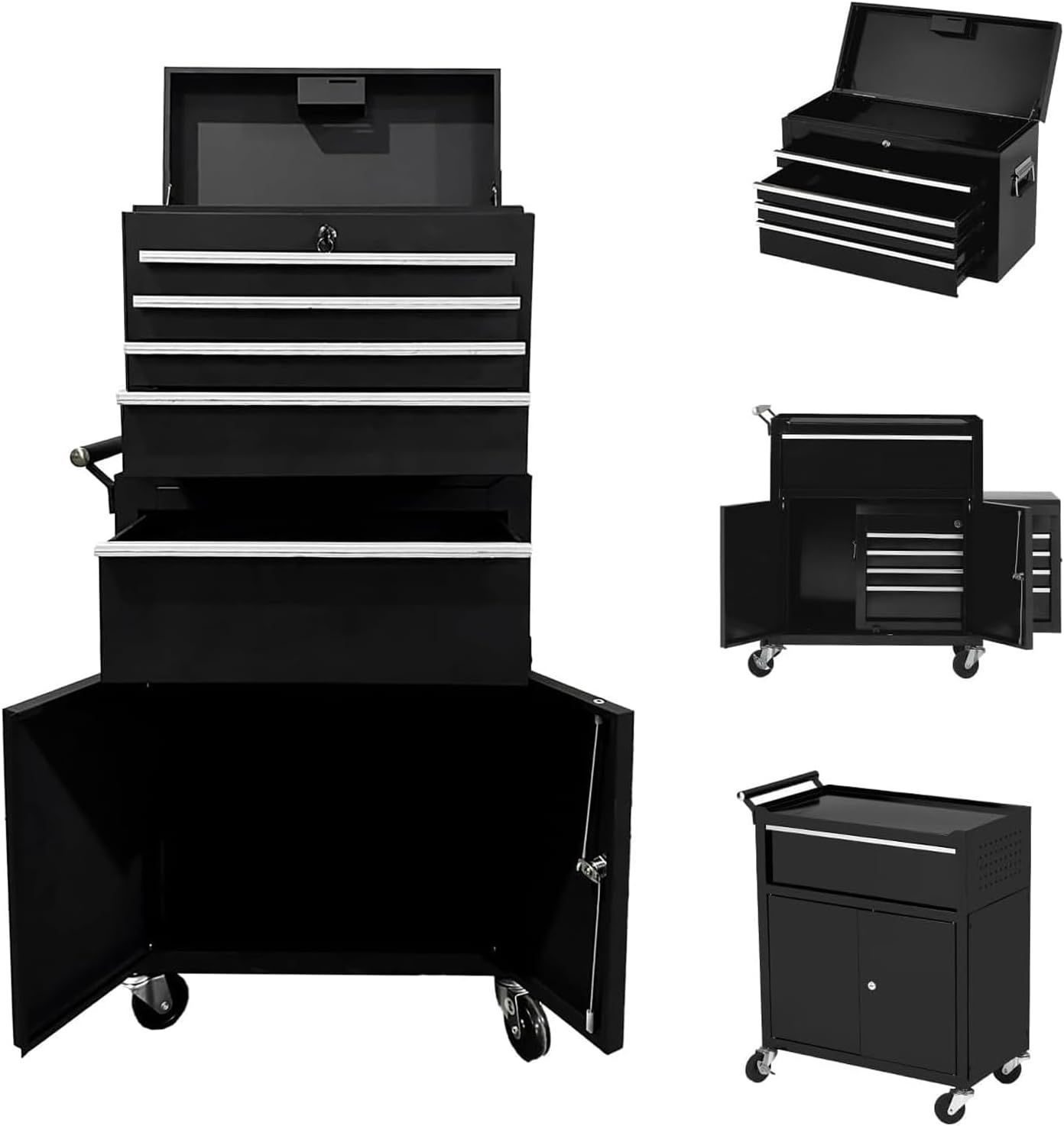 ガービー（Garvee）ツールキャビネット ツールチェスト 大型 7段 セット 引き出し 鍵付き 耐荷重450kg 多機能 ツールボックス 工具 整備 ワゴン チェスト＆ローラーキャビネット 倉庫 工場 ガレージ 業務用