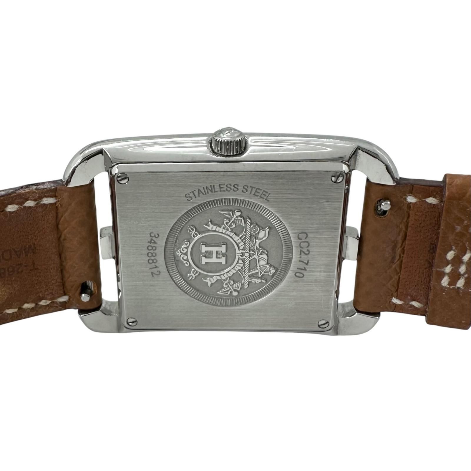 美品 HERMES エルメス ケープコッド CC2.710 腕時計 ステンレススチール/レザー ブラウン クォーツ シルバー文字盤 レディース【中古】【送料無料】 美品 HERMES エルメス ケープコッド CC2.710 腕時計 ステンレス