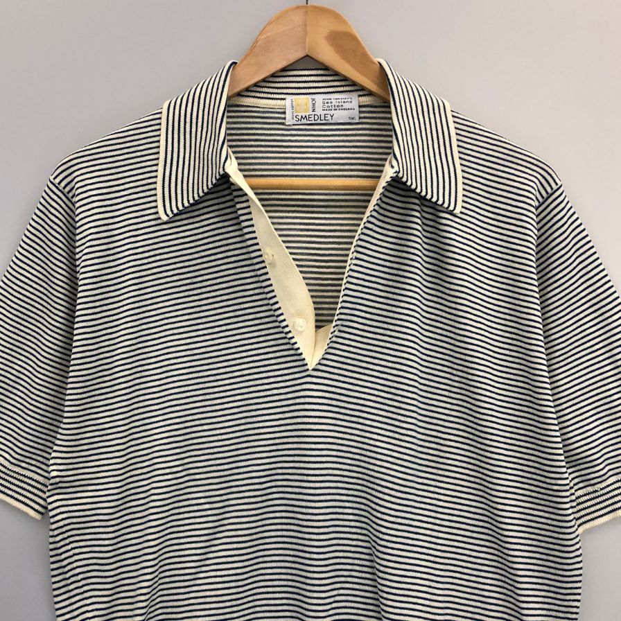 【ジョンスメドレー】ポロシャツ シーアイランドコットン バイカラー S 現行タグ JOHN SMEDLEY（ジョンスメドレー） ニットポロシャツ ADRIAN シー