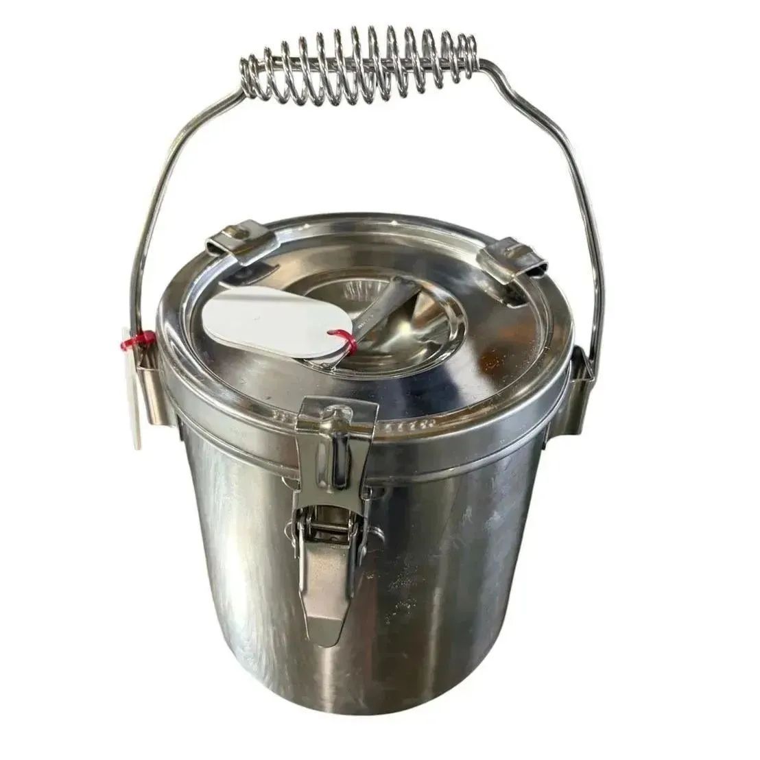 【3個セット】業務用 ステンレス密閉タンク 約3L 3点クリップ式 バネ付きハンドル 保存容器
