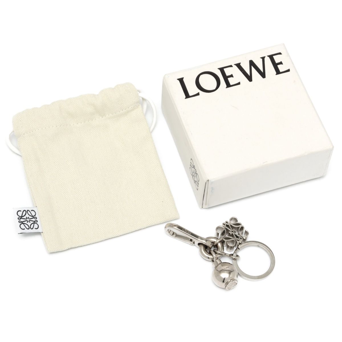ロエベ/LOEWE アナグラム ぺブル キーリング / キーホルダー メタル