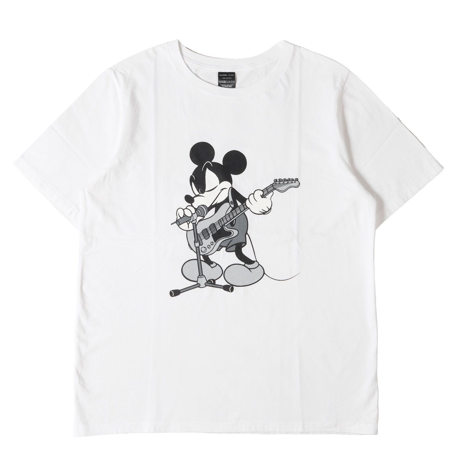 ナンバーナイン　Disney ミッキーマウス プリントTシャツ ホワイト　4 NUMBER (N)INE ナンバーナイン Tシャツ ホワイト 白 サイズ:4