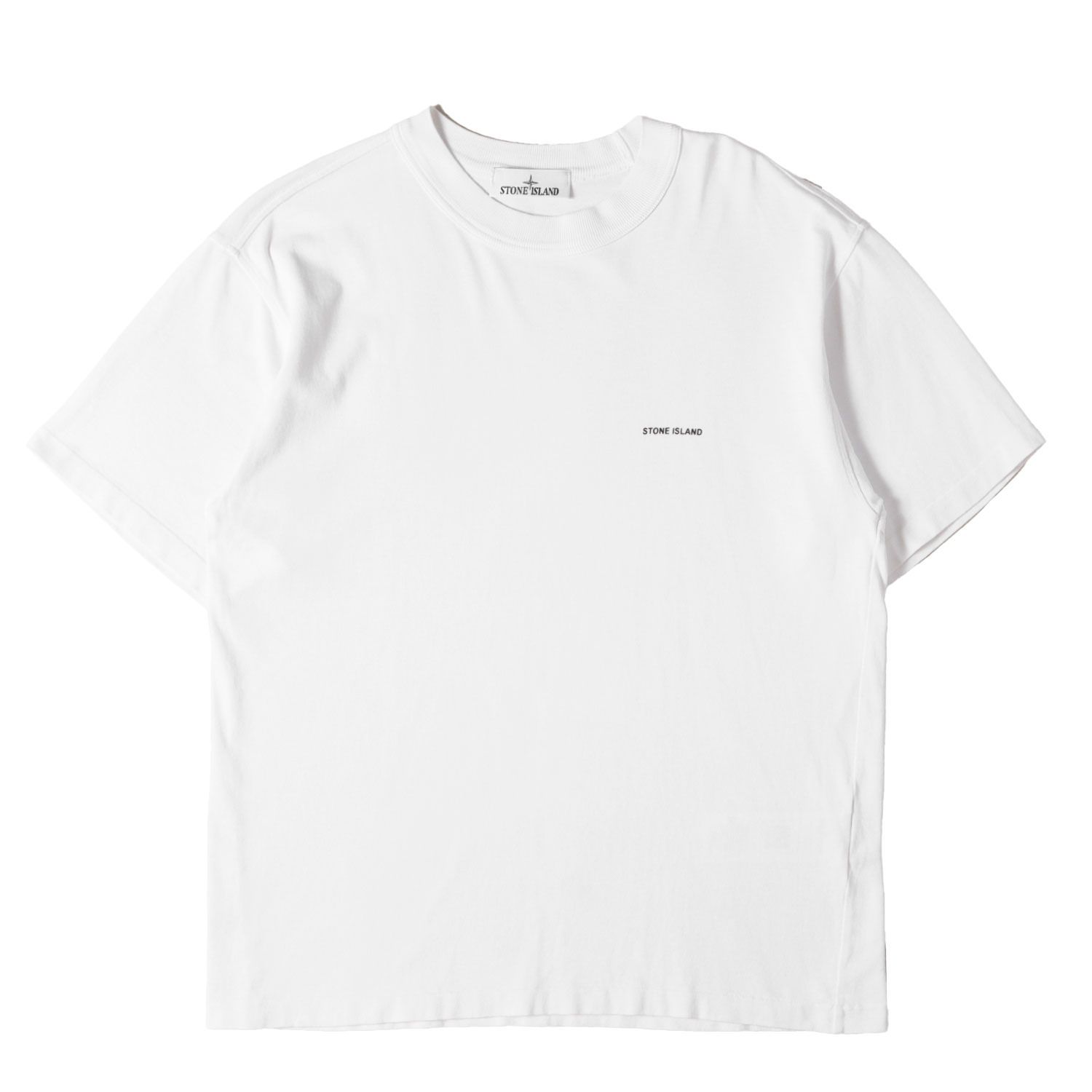 ト*太様 STONE  ストーンアイランドホワイト ポロシャツ スリ STONE ISLAND (ストーンアイランド) 胸ロゴ ライン 半袖 ポロシャツ