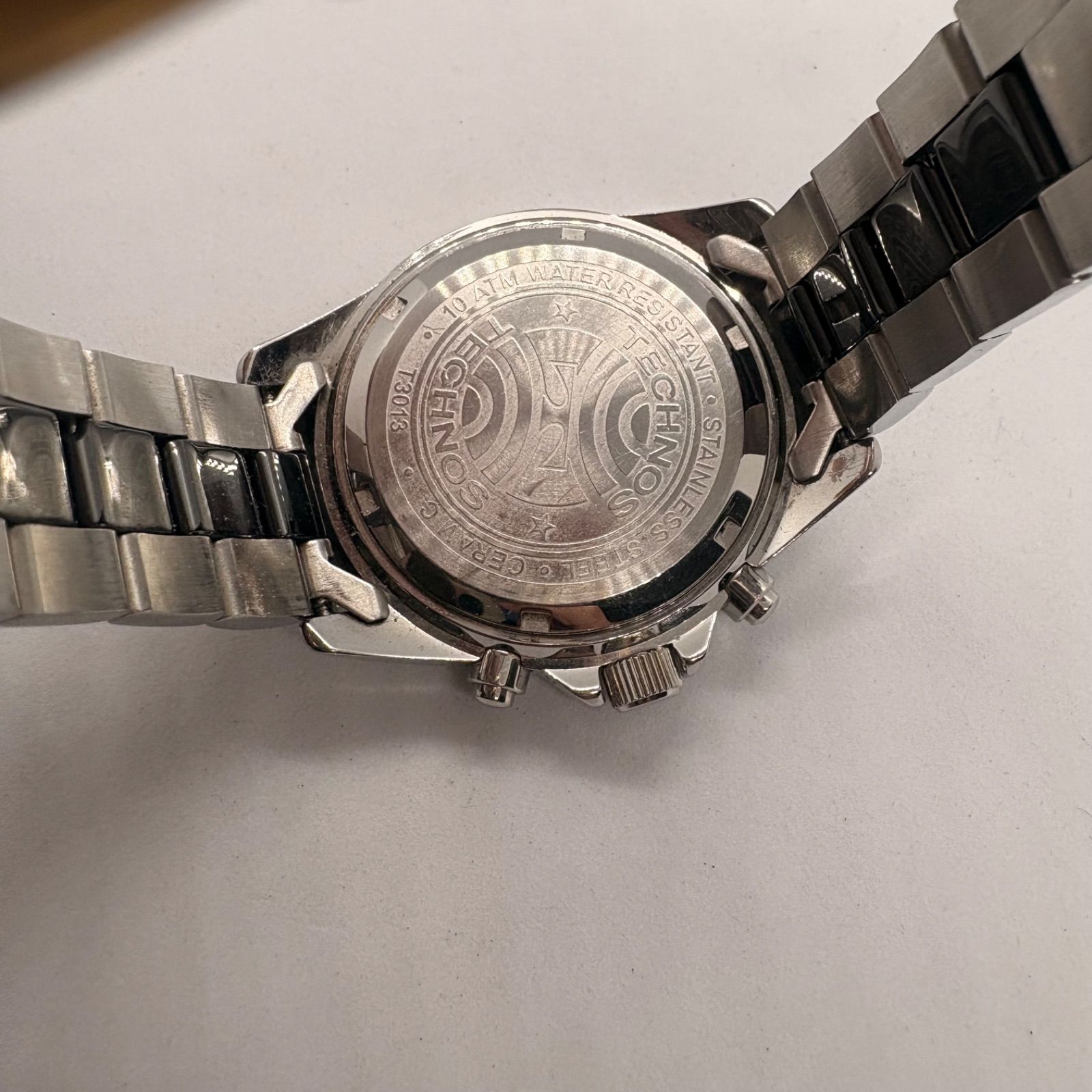 稼働品】TECHNOS 腕時計 T3013 ブラック クロノグラフ - メルカリ